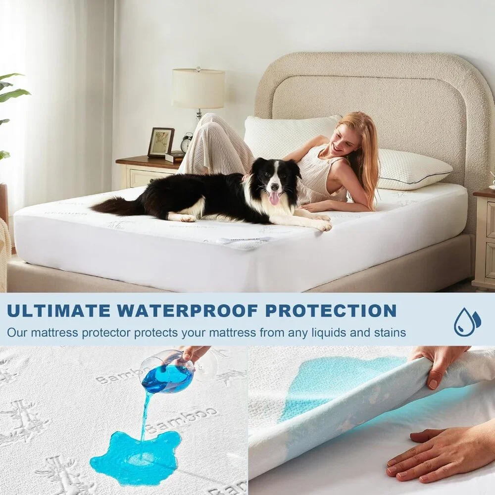 Luxurious Waterproof Full Size Mattress Protector - Washable, Noiseless Design